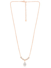 Alluring Rose Gold CZ Teardrop Pendant Set
