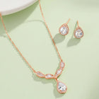 Alluring Rose Gold CZ Teardrop Pendant Set