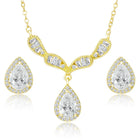 Alluring Gold CZ Teardrop Pendant Set