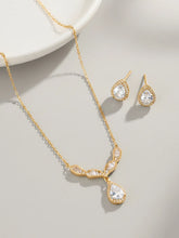 Alluring Gold CZ Teardrop Pendant Set