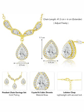 Alluring Gold CZ Teardrop Pendant Set