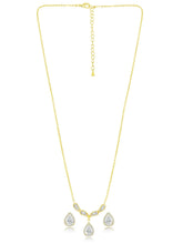 Alluring Gold CZ Teardrop Pendant Set