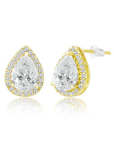 Alluring Gold CZ Teardrop Pendant Set