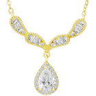 Alluring Gold CZ Teardrop Pendant Set