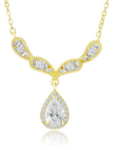 Alluring Gold CZ Teardrop Pendant Set
