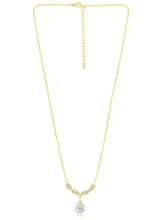 Alluring Gold CZ Teardrop Pendant Set