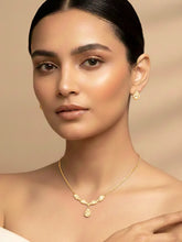 Alluring Gold CZ Teardrop Pendant Set