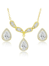 Alluring Gold CZ Teardrop Pendant Set
