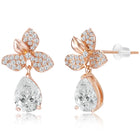 Blooming Rose Gold CZ Floral Pendant Set