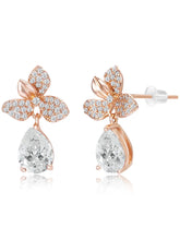 Blooming Rose Gold CZ Floral Pendant Set