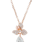 Blooming Rose Gold CZ Floral Pendant Set