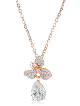 Blooming Rose Gold CZ Floral Pendant Set