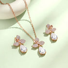 Blooming Rose Gold CZ Floral Pendant Set