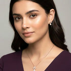 Blooming Rose Gold CZ Floral Pendant Set