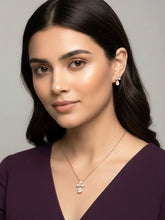 Blooming Rose Gold CZ Floral Pendant Set