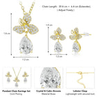 Floral Diamond Drop Gold Pendant Set with Ring
