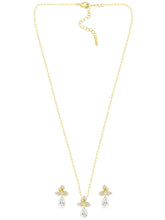 Blooming Gold CZ Floral Pendant Set