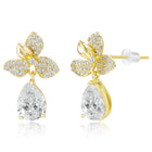 Floral Diamond Drop Gold Pendant Set with Ring