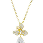 Floral Diamond Drop Gold Pendant Set with Ring
