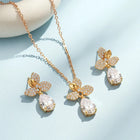 Blooming Gold CZ Floral Pendant Set