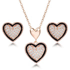 Charming Rose Gold CZ Heart Pendant Set