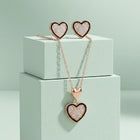 Charming Rose Gold CZ Heart Pendant Set