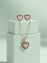 Charming Rose Gold CZ Heart Pendant Set