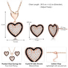 Charming Rose Gold CZ Heart Pendant Set