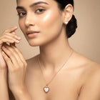 Charming Rose Gold CZ Heart Pendant Set