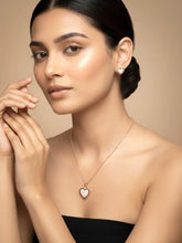 Charming Rose Gold CZ Heart Pendant Set