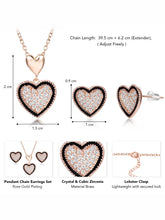 Charming Rose Gold CZ Heart Pendant Set