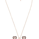 Charming Rose Gold CZ Heart Pendant Set
