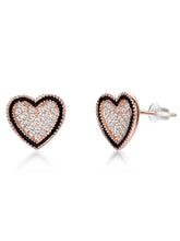 Charming Rose Gold CZ Heart Pendant Set
