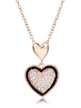 Charming Rose Gold CZ Heart Pendant Set