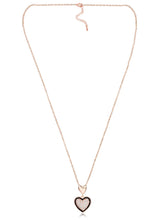 Charming Rose Gold CZ Heart Pendant Set