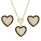 Charming Gold-Plated CZ Heart Pendant Set