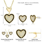 Charming Gold-Plated CZ Heart Pendant Set