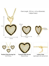 Charming Gold-Plated CZ Heart Pendant Set