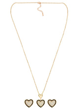 Charming Gold-Plated CZ Heart Pendant Set