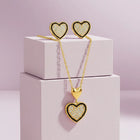 Charming Gold-Plated CZ Heart Pendant Set
