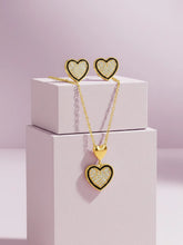 Charming Gold-Plated CZ Heart Pendant Set