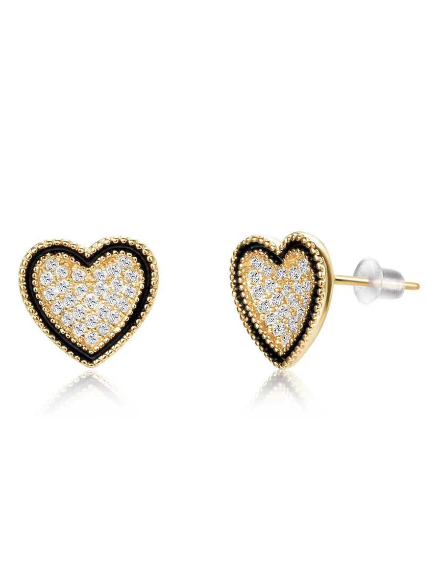 Charming Gold-Plated CZ Heart Pendant Set
