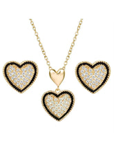 Charming Gold-Plated CZ Heart Pendant Set