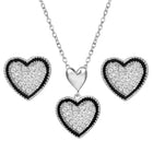 Charming Silver-Plated CZ Heart Pendant Set