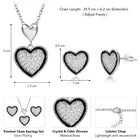 Charming Silver-Plated CZ Heart Pendant Set