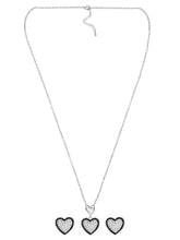 Charming Silver-Plated CZ Heart Pendant Set