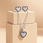 Charming Silver-Plated CZ Heart Pendant Set