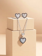 Charming Silver-Plated CZ Heart Pendant Set