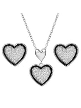 Charming Silver-Plated CZ Heart Pendant Set
