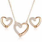 Dreamy Rose Gold CZ Heart Pendant Set